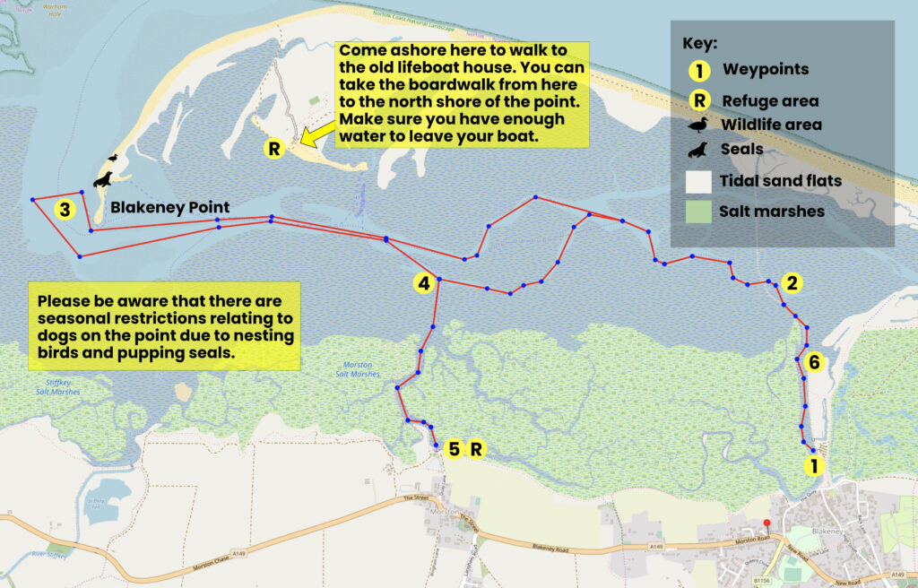 Dinghy Trail map of Blakeney Point