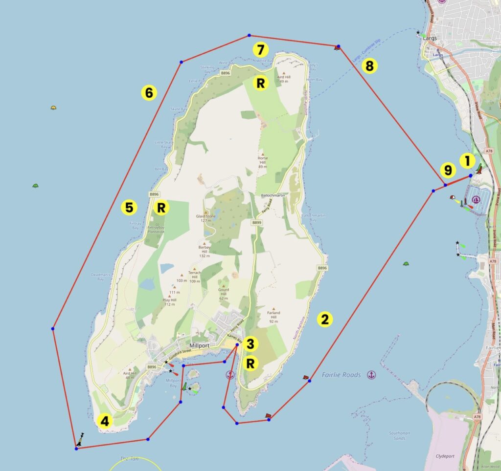 Map of dinghy trail from Captivating Cumbrae