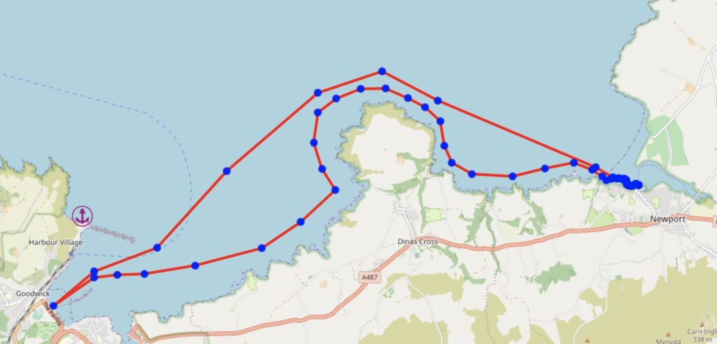 Map of dinghy trail from North Pembrokeshire