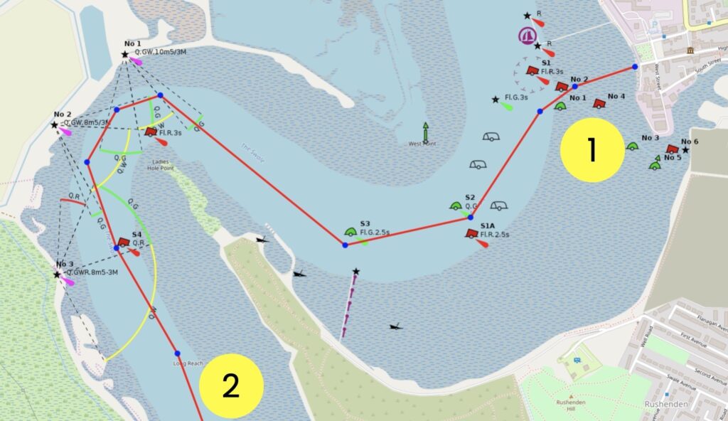 Map of dinghy trail from The Swale