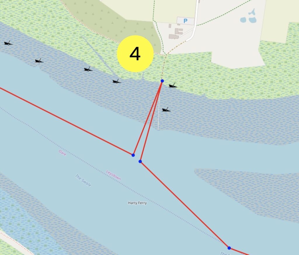 Map of dinghy trail from The Swale