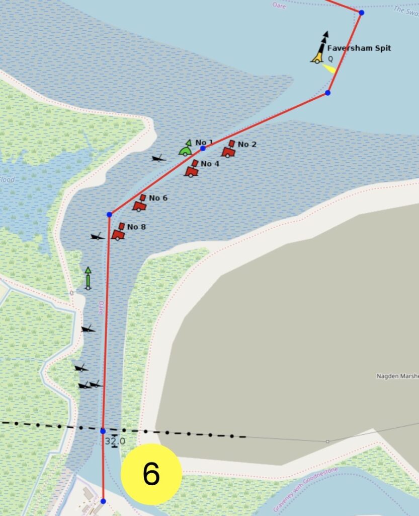 Map of dinghy trail from The Swale