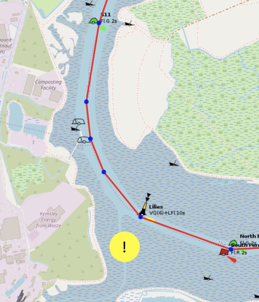 Map of dinghy trail from The Swale