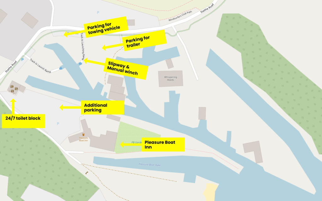 Map of the launch location for Hickling trails