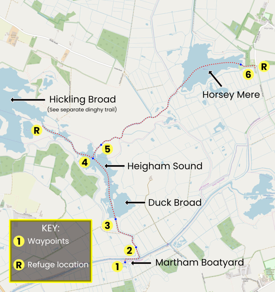 Dingy Trail map of The Northern Broads