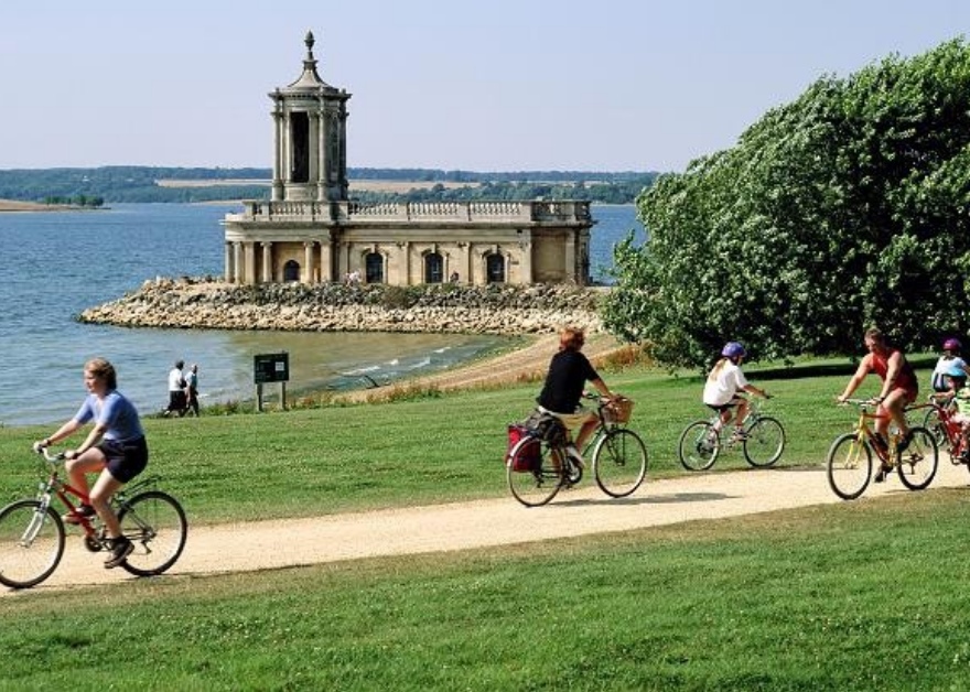 Normanton Church is on a rocky outcrop which extends into the reservoir.