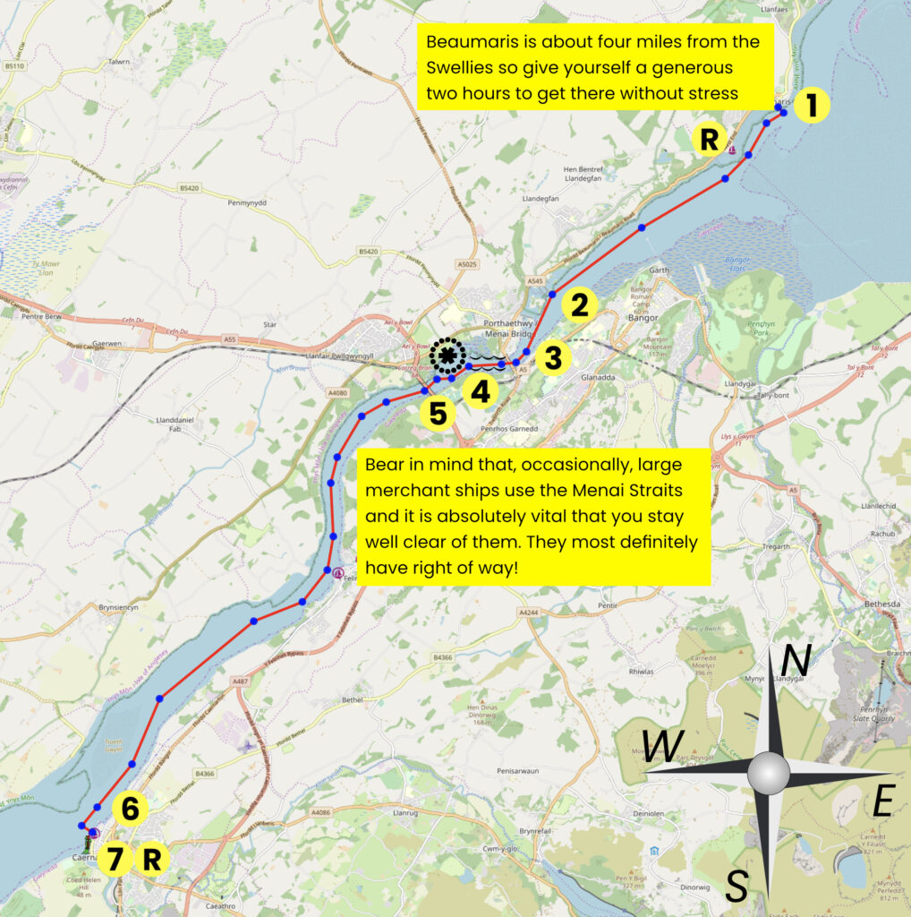 Map of dinghy trail from the Menai Straits
