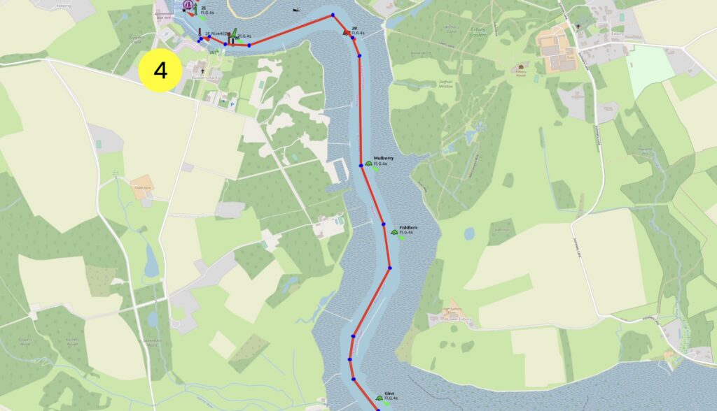 Lymington to Bucklers Hard map - Approaching Bucklers Hard