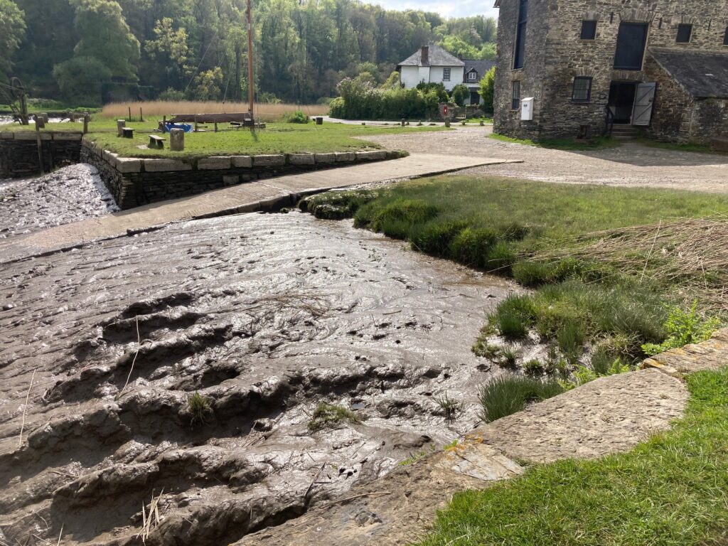 Photograph of the upper end of the Cotehele Slipway