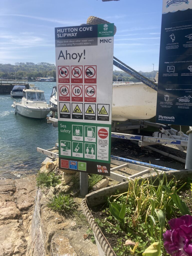 Pictures of the Mutton Cove slipway and signage