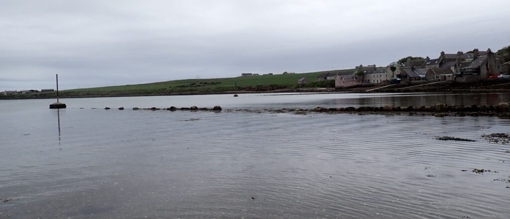 Photograph of the underwater obstructions in St Margarets Hope bay