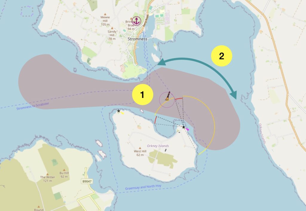 Image: Area of Scapa Flow which has significantly fast flowing and turbulent tides
